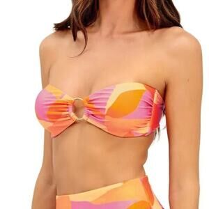 New! Vix Bikini Top Large‎ Martinica Greta Ring Bandeau Bikini Swimsuit Pink, S